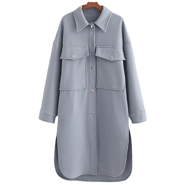

women's jackets women oversized woolen overshirt coat loose ladies wool blends long shirt jacket outerwear winter spring mujer chaqueta, Black;brown