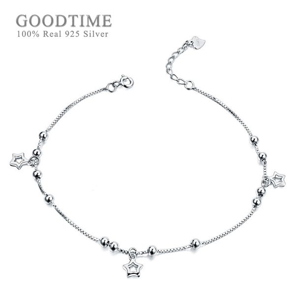 

fashion women 100% 925 sterling silver star bead anklet to lady jewelry foot accessories for bride wedding party, Red;blue