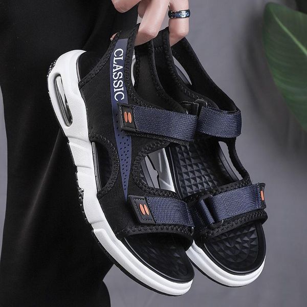 

men sandals summer shoes man 2021 fashion sports for casual outdoor closed toe beach walking breathable mens travel thick sole, Black
