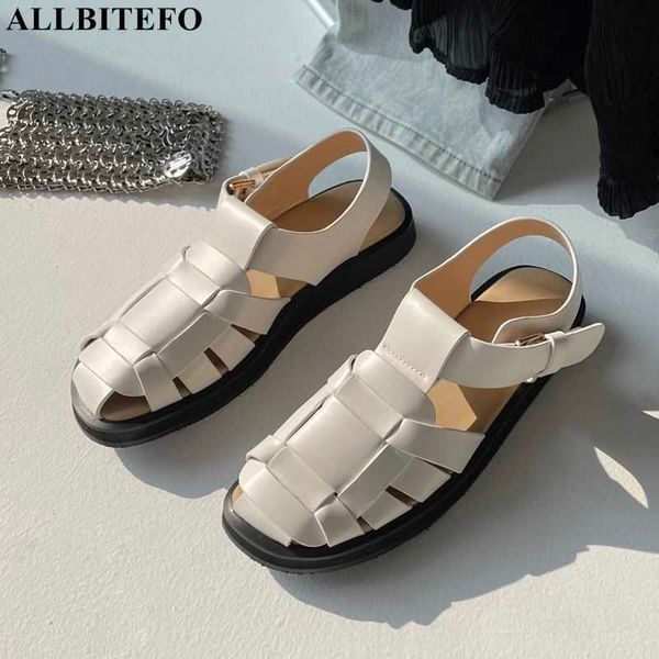 

allbitefo waterproof platform summer shoes genuine leather women heels beach sandals fashion girls shoes sandals for girls 210611, Black