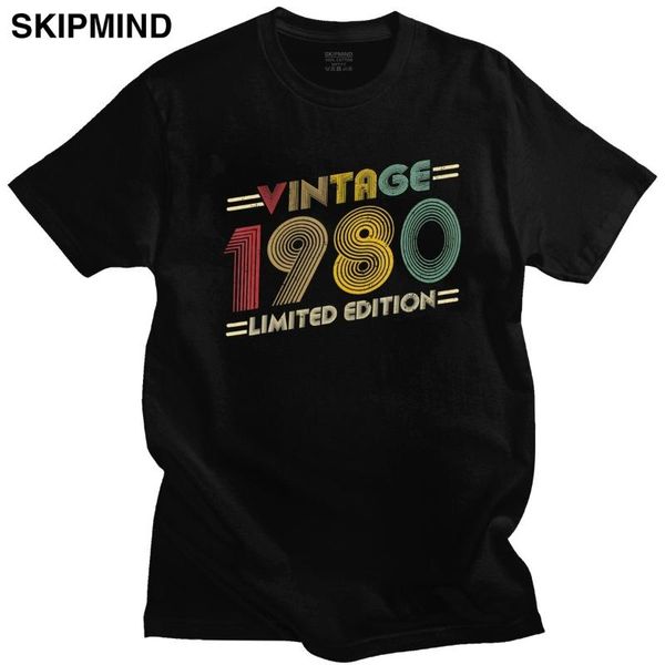 

men's t-shirts retro vintage made in 1980 t shirt men short sleeved 40th birthday 40 years old anniversary t-shirt pre-shrunk cotton te, White;black