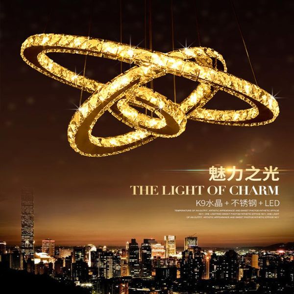 

pendant lamps k9 crystal circle modern led chandeliers lights for living room fixtures restaurant hanging with remote lighting lustres