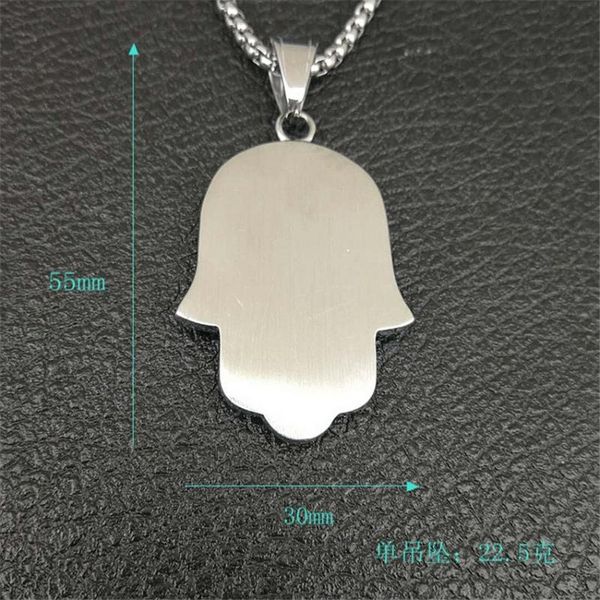

chains hip hop iced out full rhinestone hamsa hand of fatima necklaces pendants for women/men jewelry gold color stainless steel chain, Silver