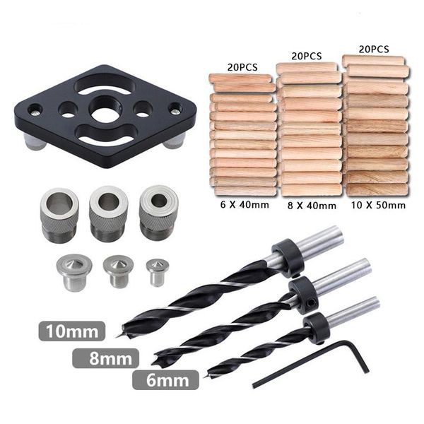 

professional hand tool sets 6/8/10mm vertical pocket hole jig woodworking doweling self centering drill guide kit locator puncher carpentry
