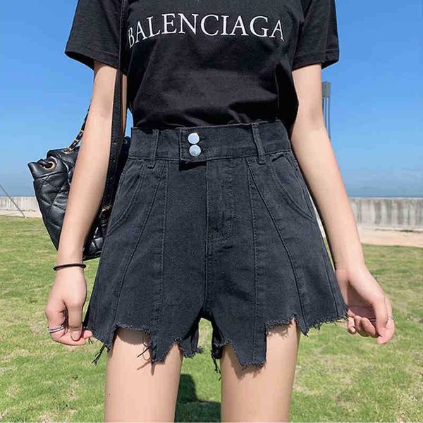 

women's shorts shorts high waist loose casual jeans 5xl plus size korean version of all-match solid color cotton denim for 8z0v, White;black