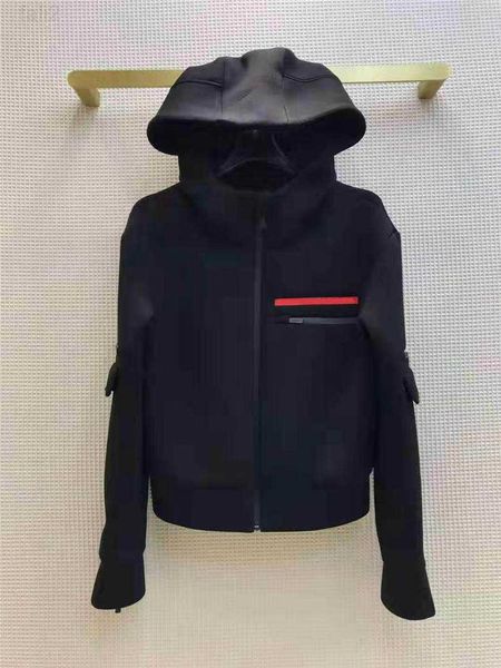 

jacket women hoodie autumn spring style slim for lady jackets outwear terry quality coat windbreaker with belt bag button classical clothing, Black;brown