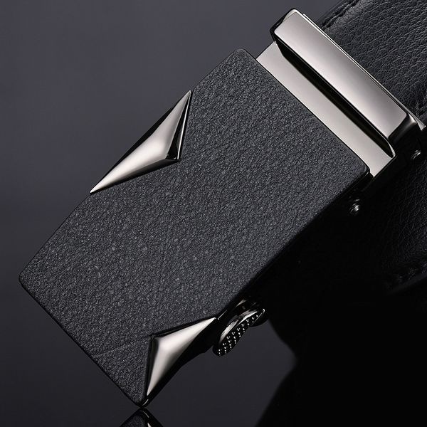 

jifanpaul belt men's leather black alloy automatic buckle trend young men's cowhide authentic personality simple business belt, Black;brown