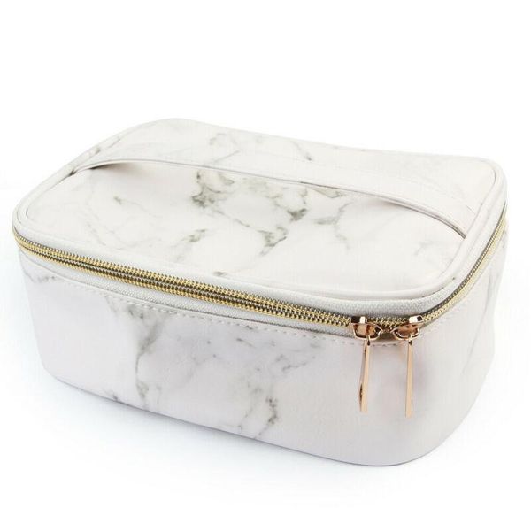 

women marble texture cosmetic bag pu leather handbag toiletry for women's travel portable fashion makeup wash pouch bags & cases