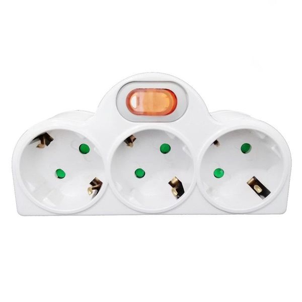 

smart power plugs 4.8mm eu standard adapter socket din plug 1 to 3 with switch 16a 250v travel wall charger converter