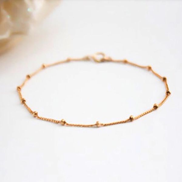 

charm bracelets personality simple gold color bead chain for women girls friendship chic, Golden;silver