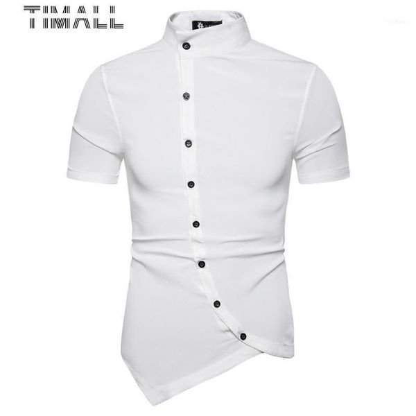 

timalldrop4 colors men's asymmetrical fashion slim short sleeve shirt1, White;black