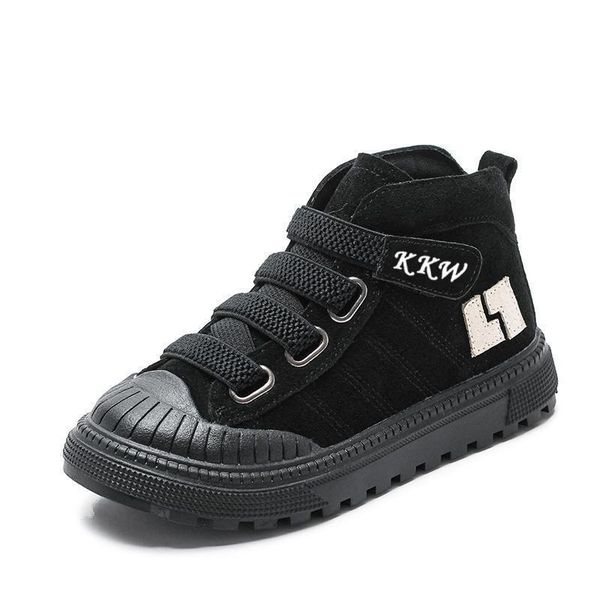 

boots children for boys sneakers autumn winter casual girls ankle fashion kids shoes genuine leather plush warm, Black;grey