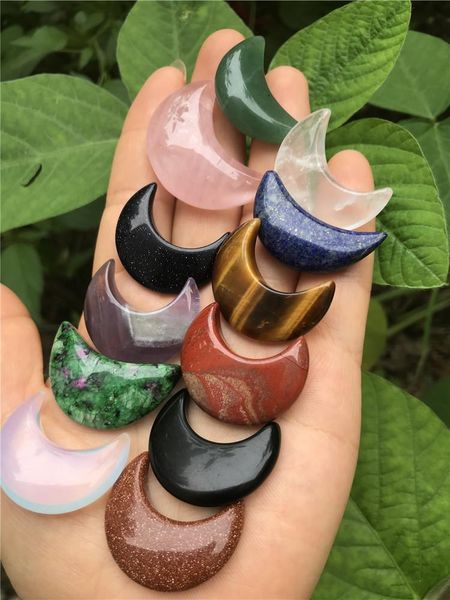 

decorative objects & figurines natural moon shaped crystal gemstone healing chakra polished quartz crystals