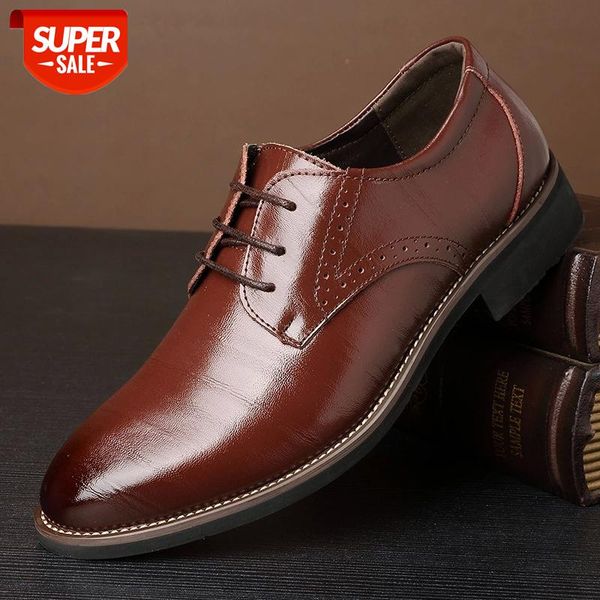 

New High Quality Classic Leather Men Brogues Shoes Lace-Up Bullock Business Dress Men Oxfords Shoes Male Formal Zapatos Hombre #7f4b