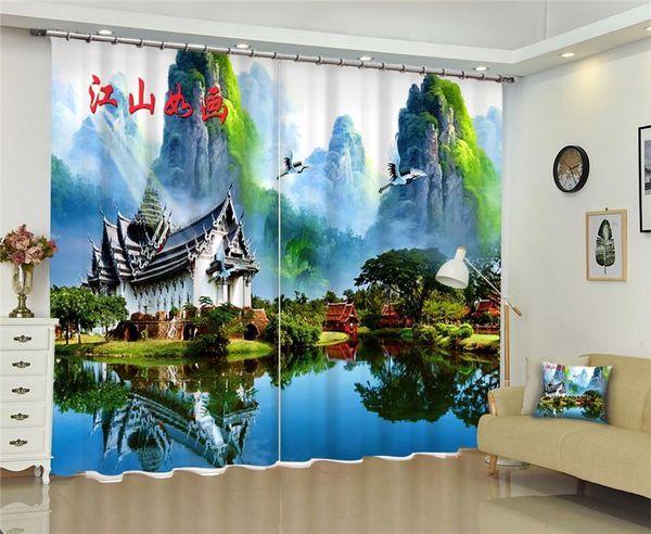 

curtain & drapes curtains luxury blackout 3d window for living room bedroom cortinas rideaux customized size chinese mountain
