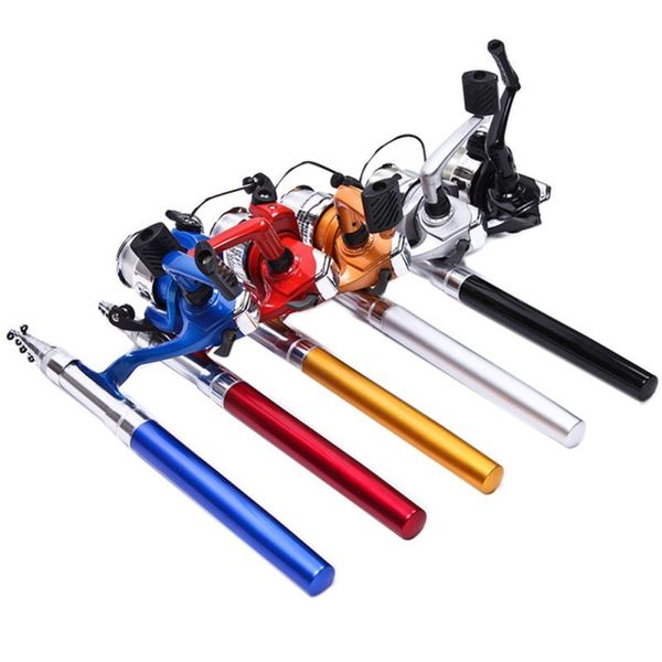 

mini fishing pole pen shape folded rod with reel wheel portable pocket combos boat rods