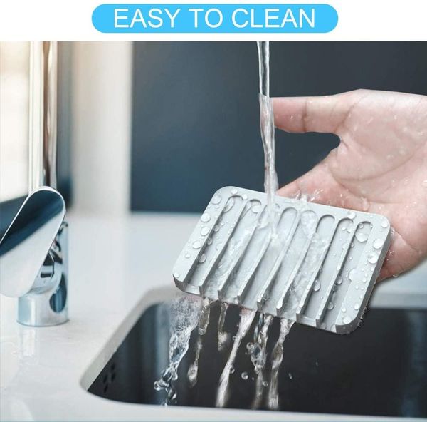 

silicone flexible soap dish plate holder self draining soap dishes saver for shower, bar soap, bathroom, kitchen sink, bath tub, sponge ld62