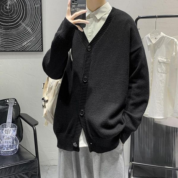 

men's sweaters multicolor cardigan sweater men warm fashion casual knitted coat loose long-sleeved mens jumper clothes, White;black