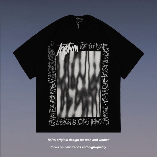 

t shirt tkpa fashion brand street dark black ins letter printed short sleeve men's and women's summer high loose bf, White;black