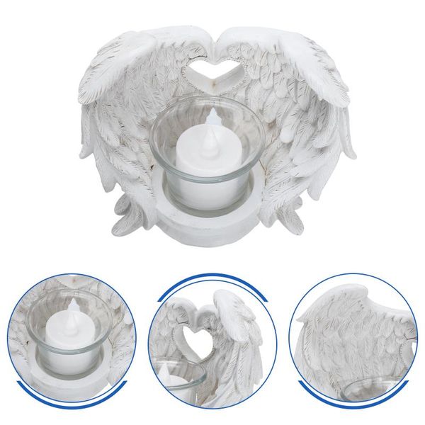 

candle holders 1 set resin angel wing statue candlestick flameless adornment