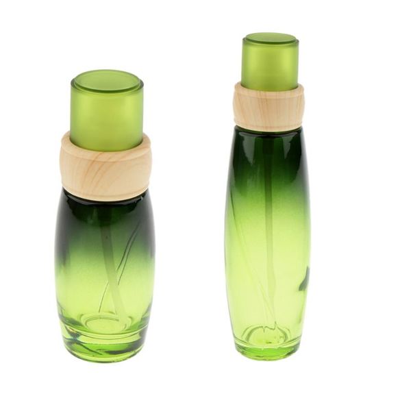 

2pcs/set empty glass bottles, pump cosmetic jars bottle refillable container for homemade makeup - 40ml and 100ml storage bottles