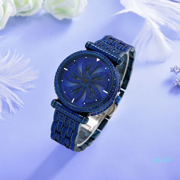 

baby watches ladies fortunes rotate luxury diamond-encrusted steel belt personalized waterproof shi ying, Slivery;brown