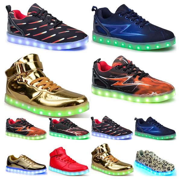 

casual luminous shoes mens womens big size 36-46 eur fashion breathable comfortable black white green red pink bule orange two 86