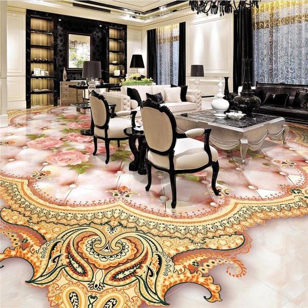 

wallpapers wellyu custom floor tile painting 3d bathroom kitchen rose soft marble pvc self-adhesive waterproof non-slip