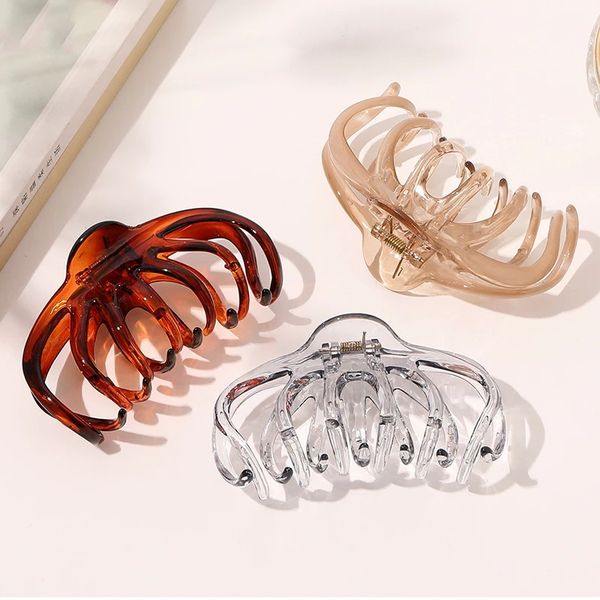 

korean solid hair claws clamps elegant clear acrylic hairpins barrette headwear for women girls hair accessories gifts, Slivery;golden