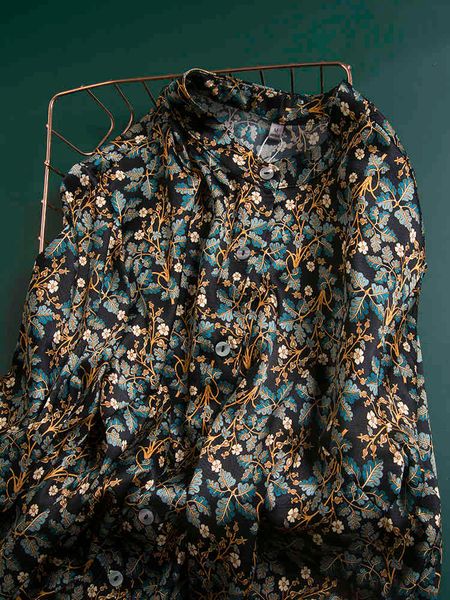 

blouses satin heavy long sleeve silk 2021 spring shirt print blouse, White