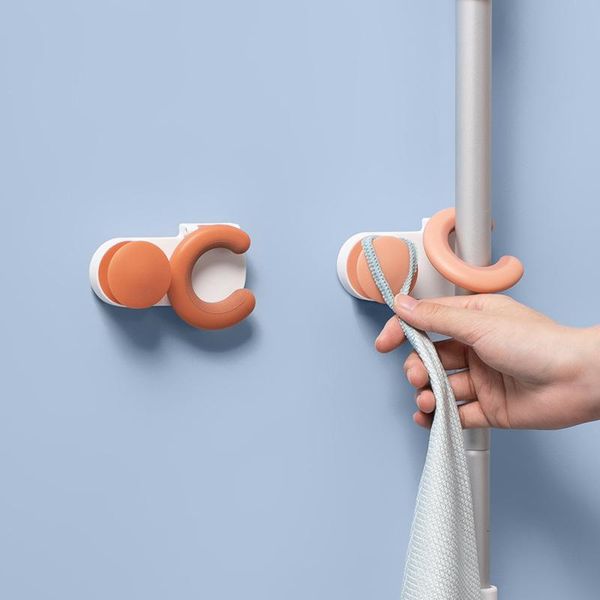 

hooks & rails multifunctional traceless sucker mop hook holder wall mounted kitchen bathroom suction cup rag/broom/mop rack storage