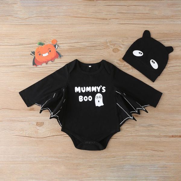 

jumpsuits born baby boys girls romper halloween outfits letter ghost jumpsuit +hat infant clothes winter child boy clothing 6 12 18 24m, Blue