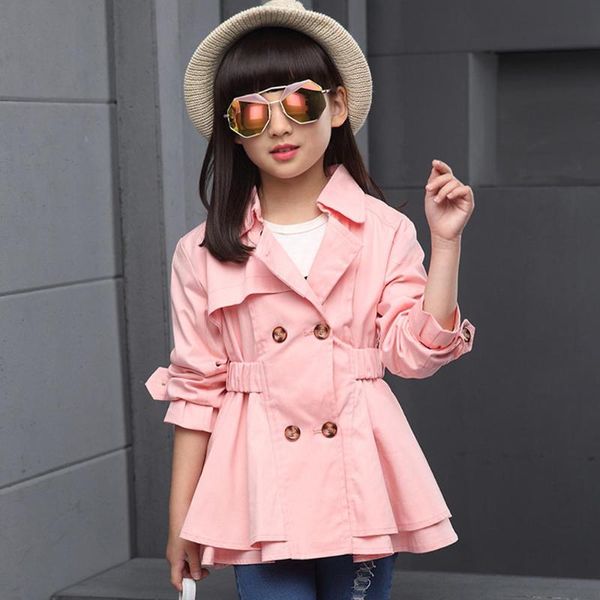 

coat v-tree spring autumn windbreaker for girls double breasted trench coats baby girl jacket cotton outerwear children clothing, Blue;gray