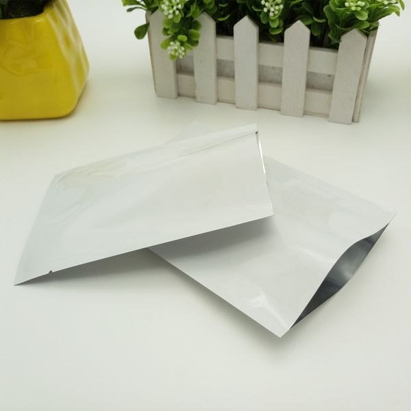 Plano branco aberto top alumínio embalagem sacos de embalagem de calor alimento de vácuo pacote pacote