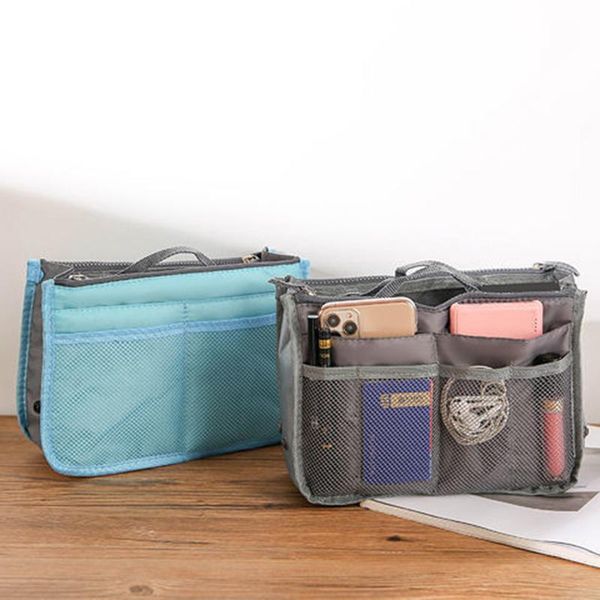 

storage boxes & bins polyester women's cosmetic bag handbag double zipper supplies girl travel makeup organizer