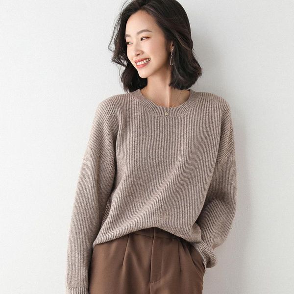 

women's sweaters johnature women japan style pullover solid color 2021 autumn o-neck long sleeve knitted blend female casual sweater, White;black