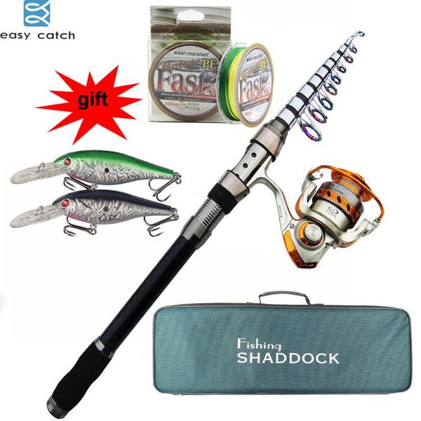 

boat fishing rods easy catch carbon fiber rod combo with metal reel spinning
