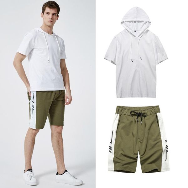 

men's tracksuits suit summer 2021 style vest short sleeve trend hat casual shorts loose, Gray