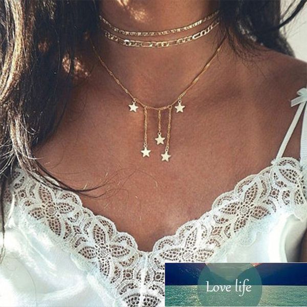 

fashion jewelry accessories punk gold color star tassel choker necklace for couple lovers' girl gift, Silver