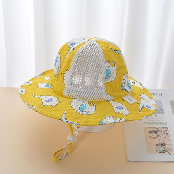 

caps & hats summer bucket hat kids toddler born infant baby boys girls fruit animal uv protection sun cap, Yellow