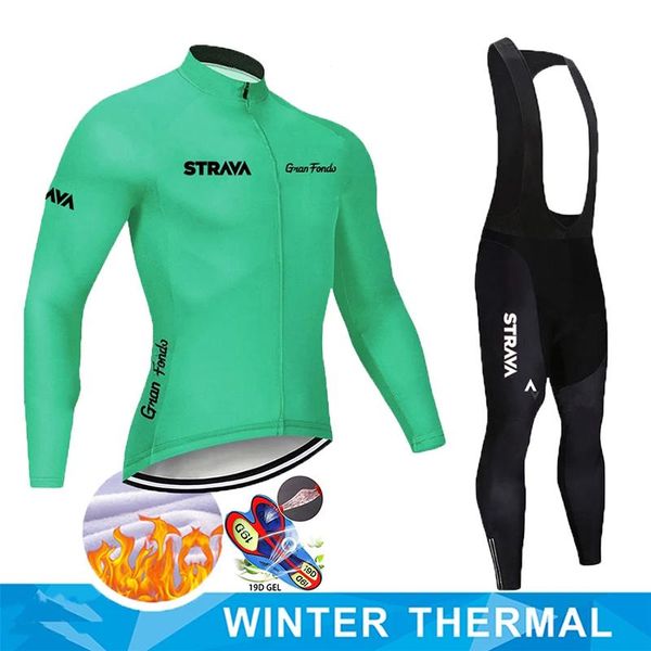 

racing sets strava 2021 winter cycling clothing long sleeve jersey mens pro team warm jacket set mtb clothes thermal fleece ropa ciclismo, Black;blue
