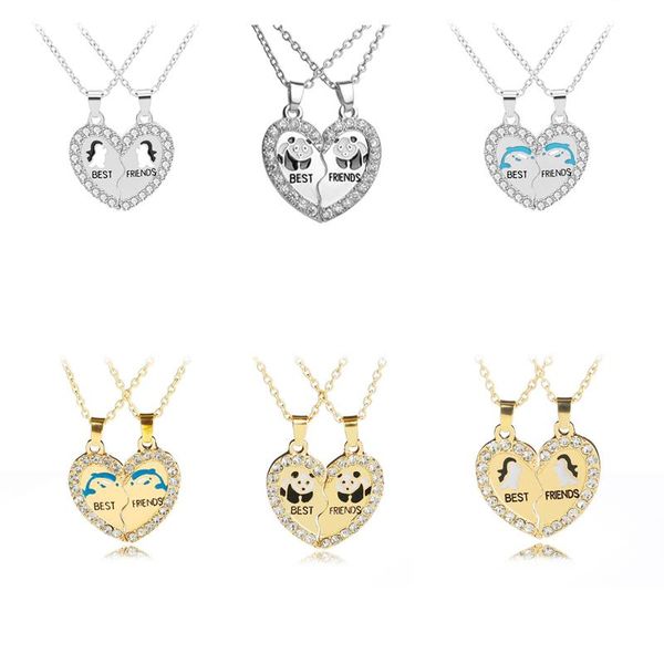 

pendant necklaces a girl' friends chains bff necklace friendship for girls birthday gifts chain jewelry choker gift, Silver