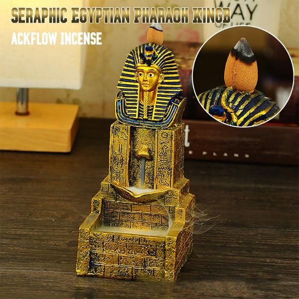 

fragrance lamps incense burner living room resin censer holder waterfall backflow egyptian pharaoh king office golden gift teah