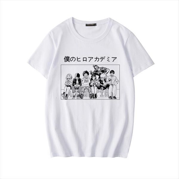 

japanese anime boku no hero women t shirt academy cute cartoon my school fun casual tee, White