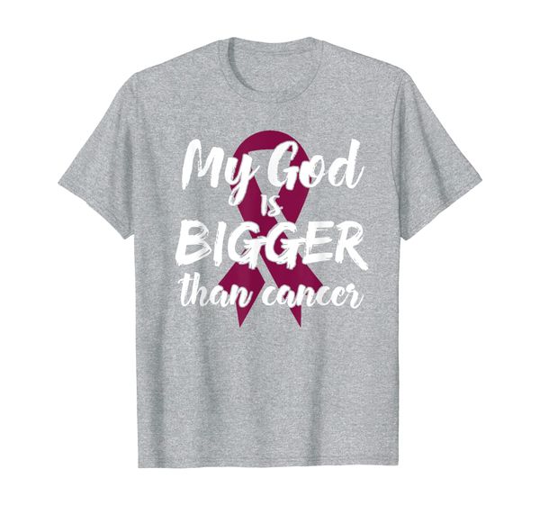 

my god is bigger than cancer survivor gift pink ribbon her t-shirt, White;black
