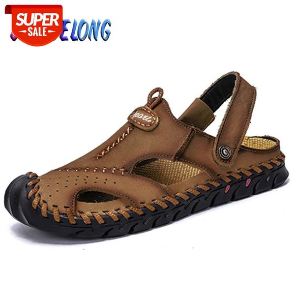 

fashion men soft sandals comfortable breathable men casual leather sandals roman summer outdoor beach big size 38-48 #u03y