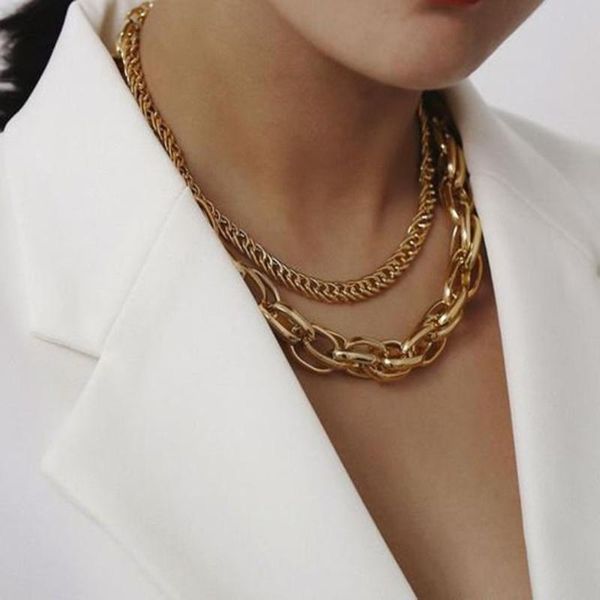 

chains arrival metal thick chain necklace bohemian style 2021 fashion simple double-layer jewelry ladies party gift, Silver