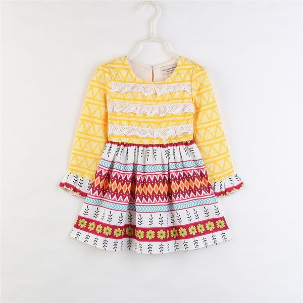

the autumn dress the girl the country girl yellow flower lace dress, Red;yellow