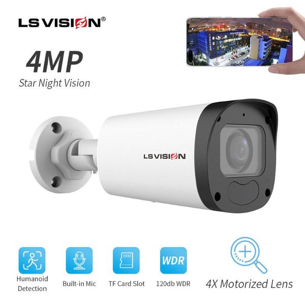 

cameras lsvision 4mp 2mp poe ip camera outdoor 2.8-12mm electric zoom lens h.265 full color night vision cctv security