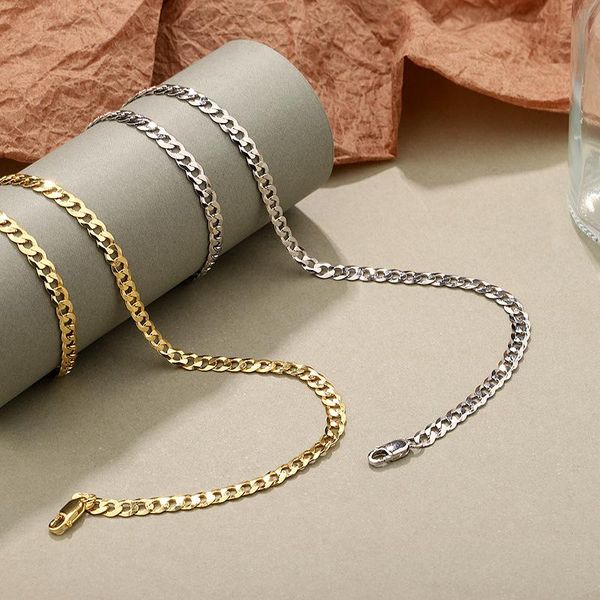

chains 4.83mm width hip hop 18k gold 100% authentic 925 sterling silver curb cuban chain necklace men's women c-f247f